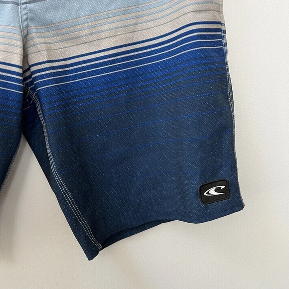 O'Neill Mens sz 30 Board Shorts Swim Trunks 10.5" inseam White Blue Striped - Picture 5 of 9